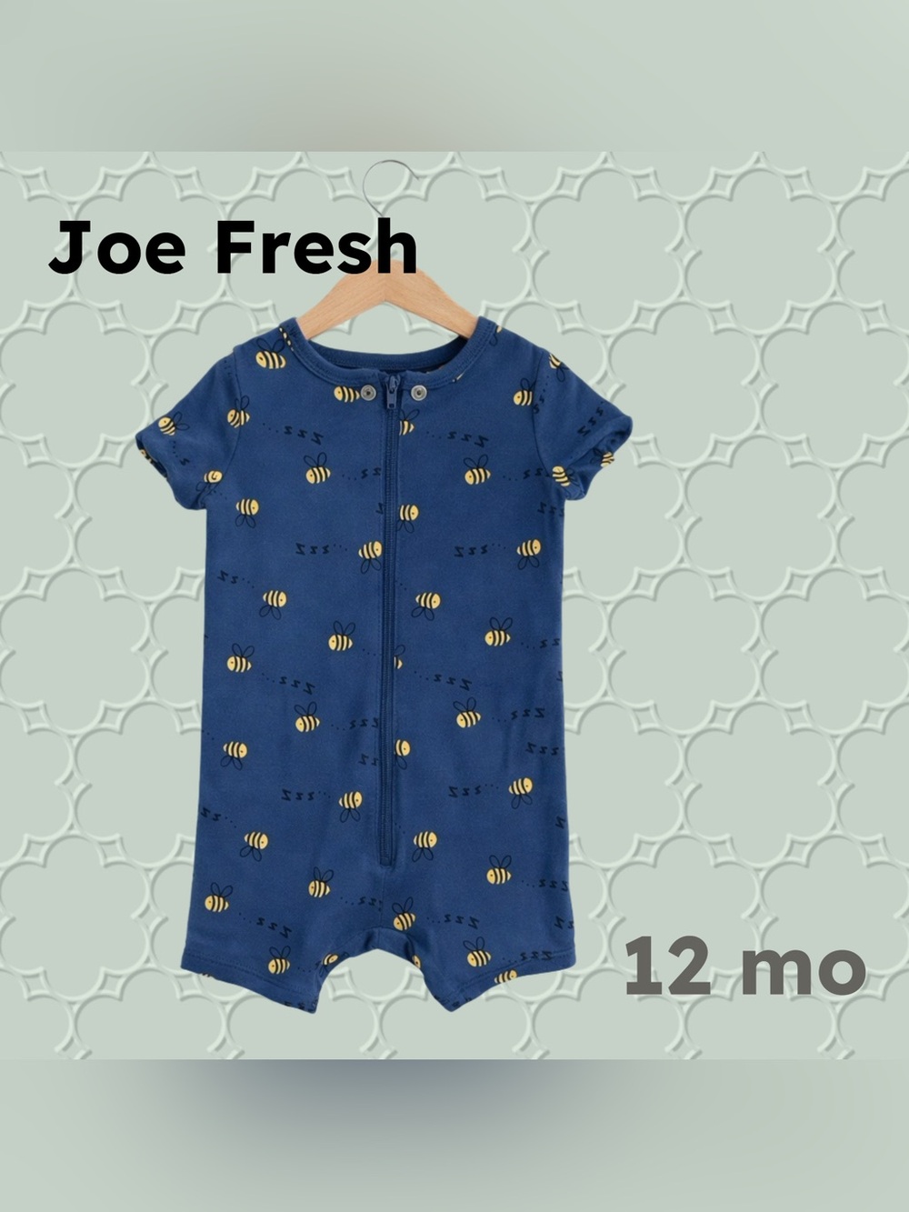 🇨🇦👍GUC JOE FRESH | 12m | Unisex Blue Bee Pattern Baby Summer Romper